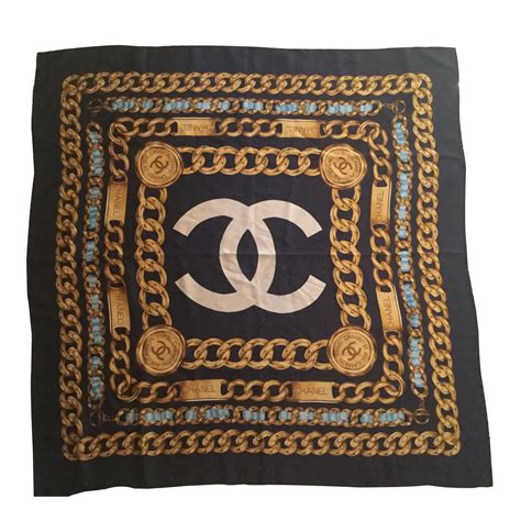 chanel blue silk scarf|Chanel silk scarf sale.